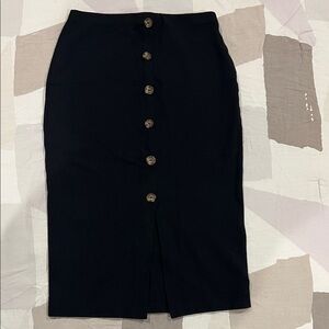 Sanctuary Black Button-Front Pencil Skirt